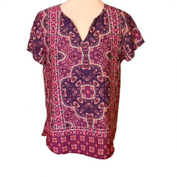 Renee C bright floral mandala blouse - Picture 1 of 10